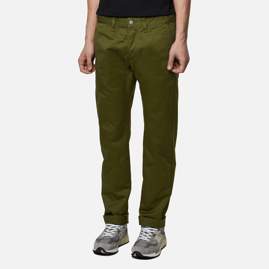 Мужские брюки Edwin ED-55 Chino Compact Twill 9 Oz Military Green Plain Rinsed