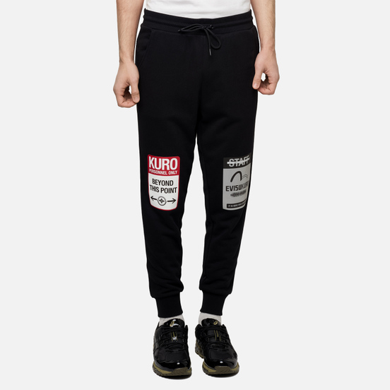 Мужские брюки Evisu Evisukuro Warning Labels Black