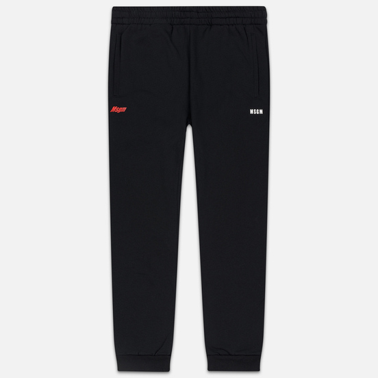 Мужские брюки MSGM Red And White Logo Print Black