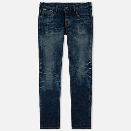 Мужские джинсы Evisu 2008 3D Chainstitch Embroidered Seagull Black Indigo Mid Tone