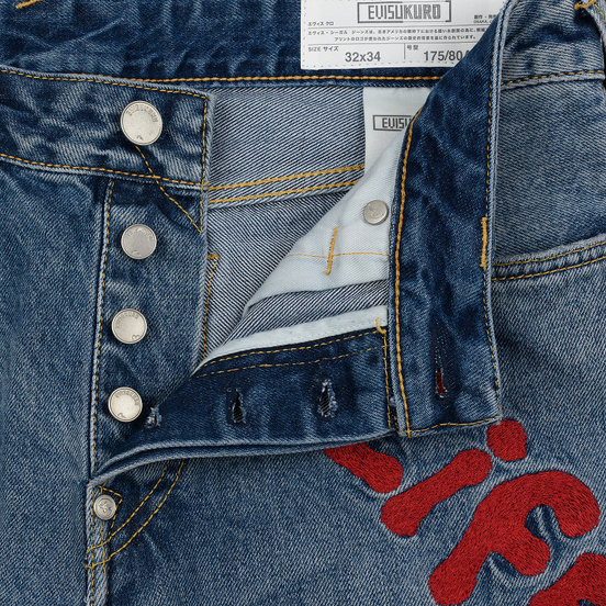 Мужские джинсы Evisu 2010 Evisukuro EK Graffiti All Over Printed Indigo Med Tone