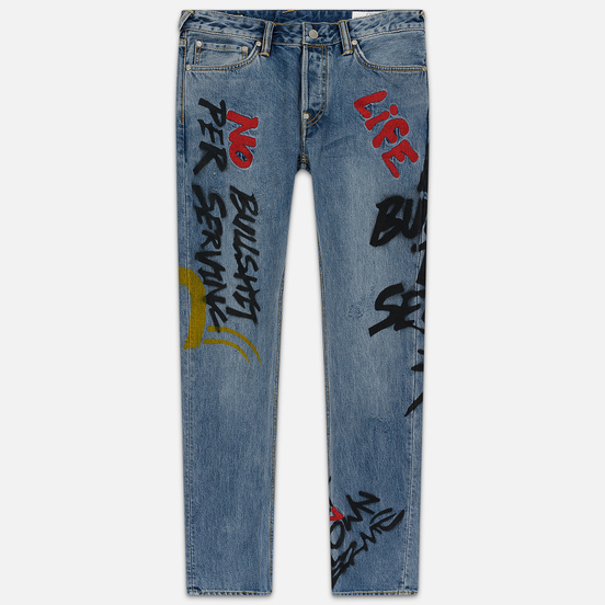 Мужские джинсы Evisu 2010 Evisukuro EK Graffiti All Over Printed Indigo Med Tone