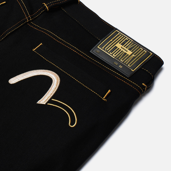 Мужские джинсы Evisu Evisukuro Embroidered Seagull & Kamon 3D 12.5 Oz Black