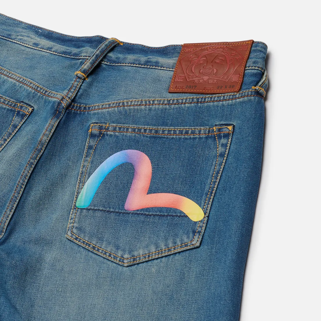 Evisu Мужские джинсы Heritage 2017 Rainbow Seagull Printed