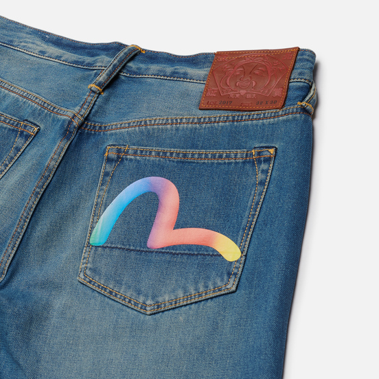 Мужские джинсы Evisu Heritage 2017 Rainbow Seagull Printed Indigo