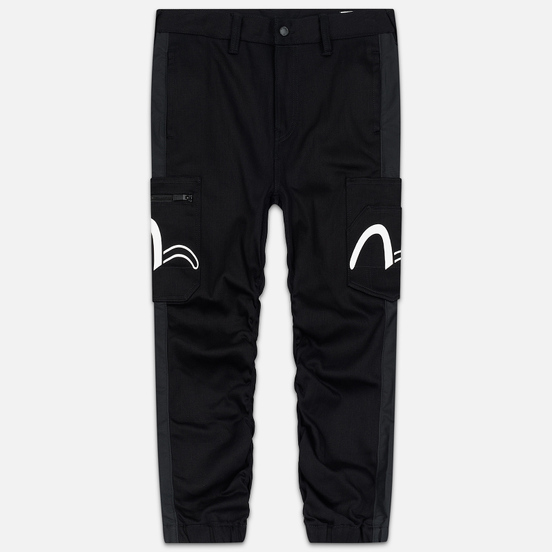 Мужские джинсы Evisu Side Panelled Cargo Jogger Fit Seagull Pockets Black
