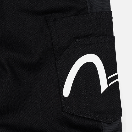 Мужские джинсы Evisu Side Panelled Cargo Jogger Fit Seagull Pockets Black