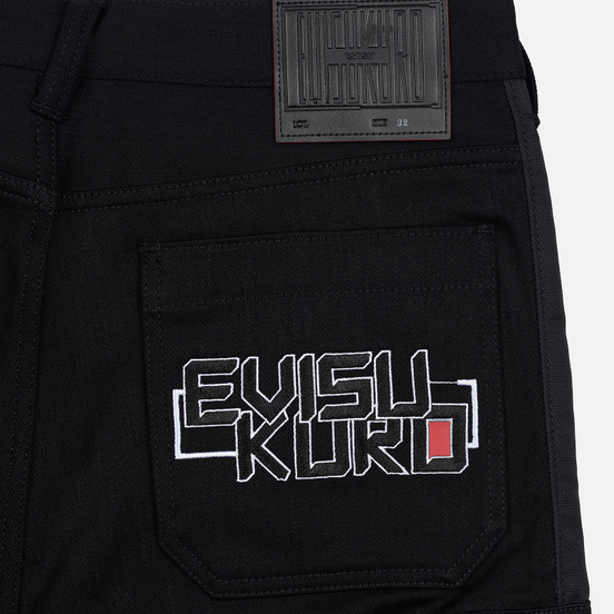 Мужские джинсы Evisu Side Panelled Cargo Jogger Fit Seagull Pockets Black