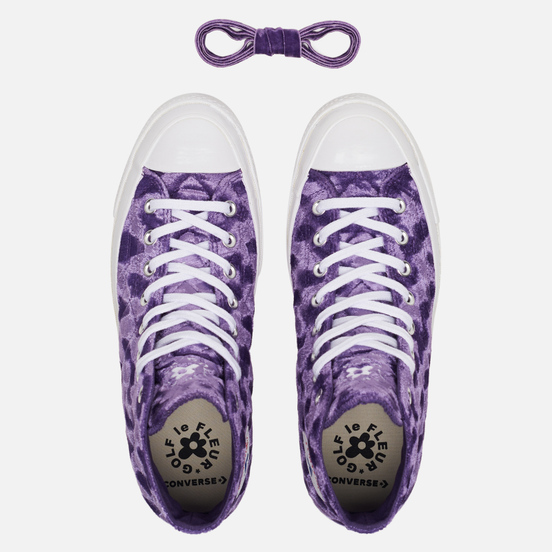 Мужские кеды Converse x Tyler The Creator Golf le Fleur Chuck 70 Velvet High Top Tillandsia Purple