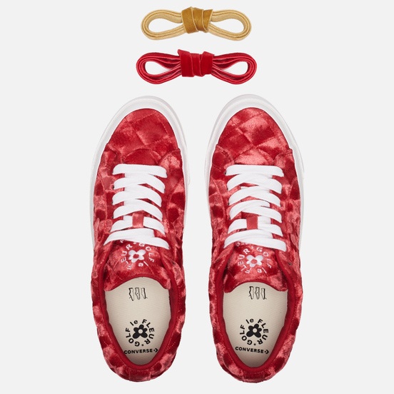 Мужские кеды Converse x Tyler The Creator Golf le Fleur One Star Velvet Low Top Barbados Cherry