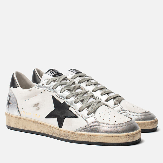 Мужские кроссовки Golden Goose Ball Star White Silver/Black Star