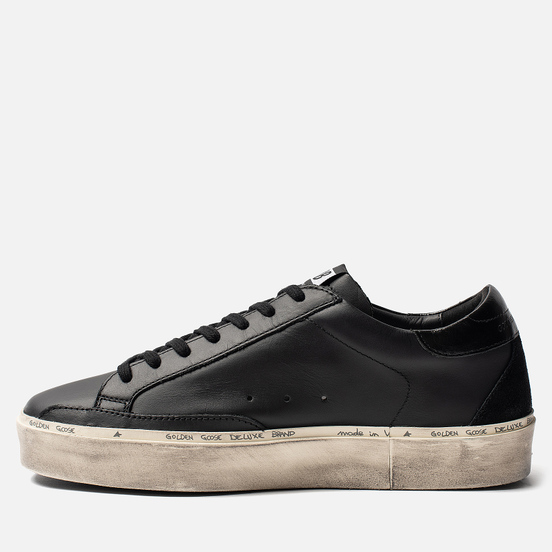 Мужские кроссовки Golden Goose Hi Star Black Leather Lettering