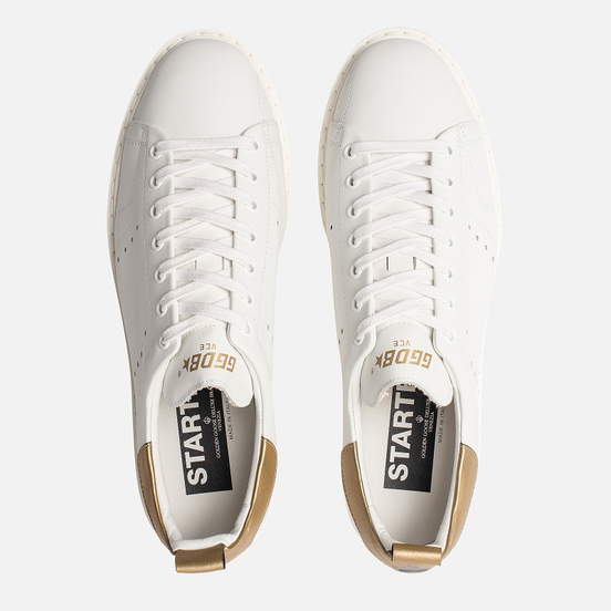 Мужские кроссовки Golden Goose Starter White Leather/Gold Laminated