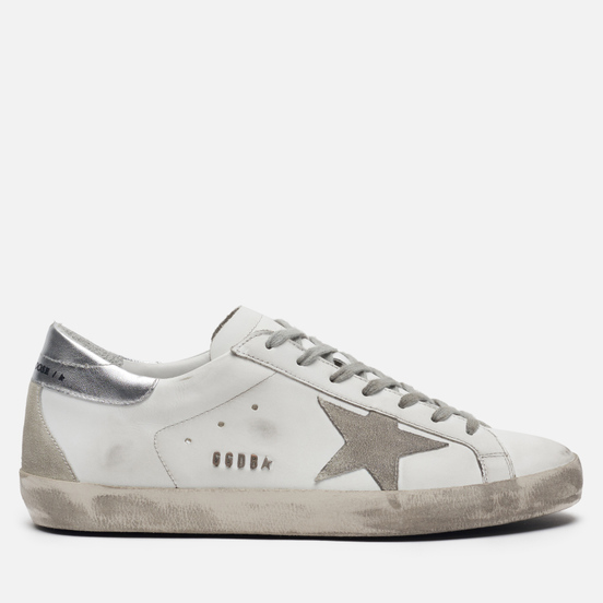 Мужские кроссовки Golden Goose Superstar White/Silver Metal Lettering