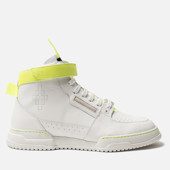 Мужские кроссовки Marcelo Burlon County Nis High White/Fluo Yellow