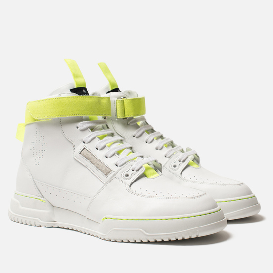 Мужские кроссовки Marcelo Burlon County Nis High White/Fluo Yellow