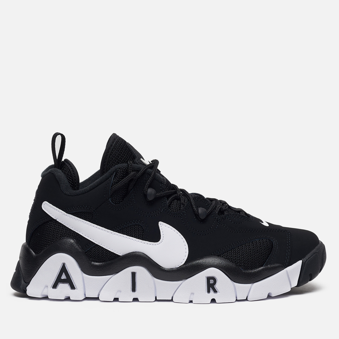nike air barrage black and white low