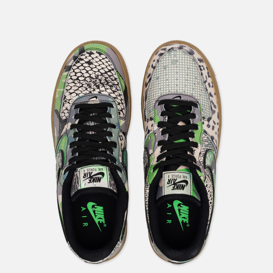 Мужские кроссовки Nike Air Force 1 07 QS Black/Black/Green Spark/Gum Light Brown