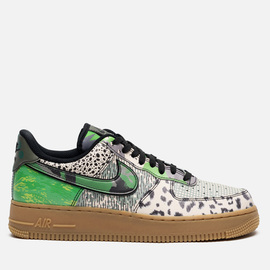 Мужские кроссовки Nike Air Force 1 07 QS Black/Black/Green Spark/Gum Light Brown