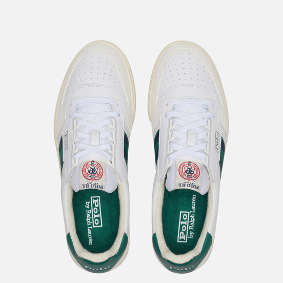 Мужские кроссовки Polo Ralph Lauren Polo Court Synthetics Leather/Suede White/Kelly Green/Newport Navy