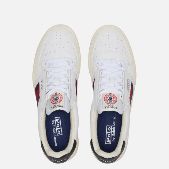 Мужские кроссовки Polo Ralph Lauren Polo Court Synthetics Leather/Suede White/Newport Navy/Red