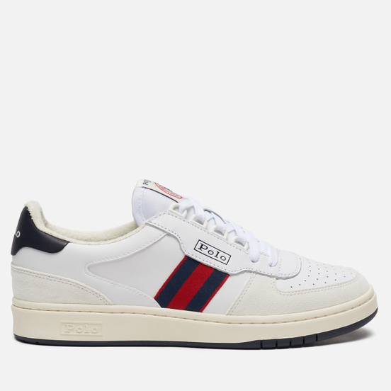 Мужские кроссовки Polo Ralph Lauren Polo Court Synthetics Leather/Suede White/Newport Navy/Red