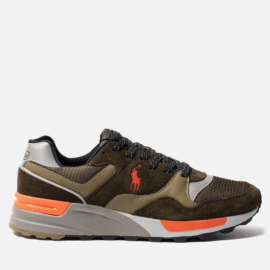 Мужские кроссовки Polo Ralph Lauren Trackster 100 Pony Suede/Mesh Deep Olive/Basketball Orange