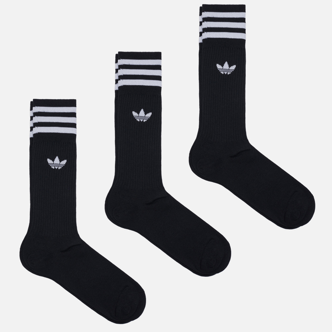 Комплект носков adidas Originals, цвет чёрный, размер 39-42 S21490 3-Pack Solid Crew - фото 1