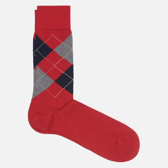 Burlington Uomo Calze Alte Al Ginocchio Manchester: In Cotone Makò, Confezione Multicolore Coral Red - 4