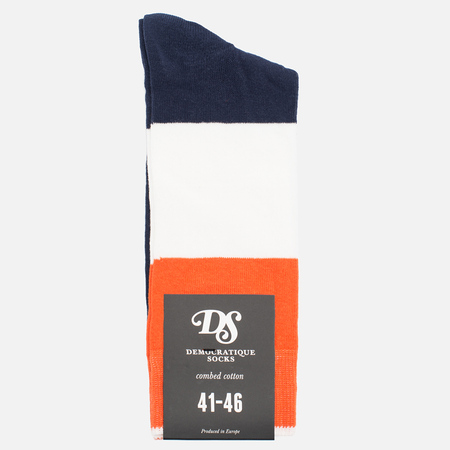 Мужские носки Democratique Socks Originals Block Party Navy/Blood Orange/Broken White