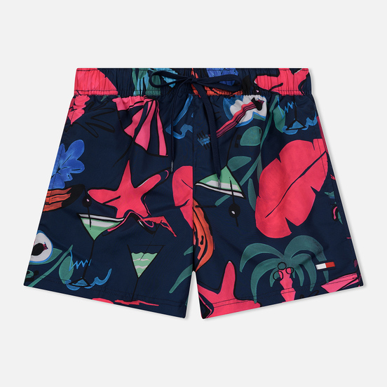 Мужские шорты Tommy Jeans Havana Beach Party Medium Drawstring Leaf Print Navy Blazer