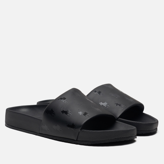 Мужские сланцы Polo Ralph Lauren All Over Print Pony Player Pool Slide Black