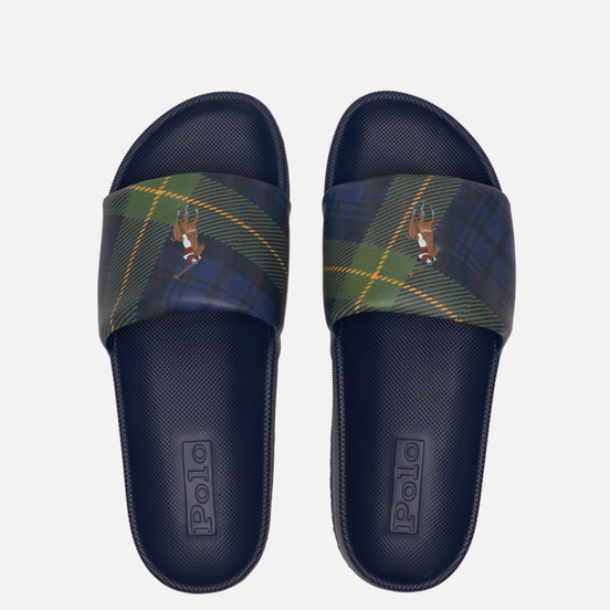 Мужские сланцы Polo Ralph Lauren Pony Player Pool Slide Newport Navy/Tartan