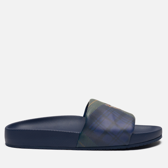 Мужские сланцы Polo Ralph Lauren Pony Player Pool Slide Newport Navy/Tartan