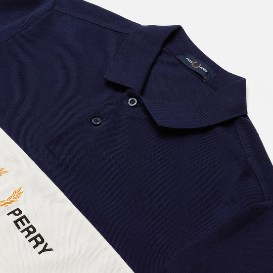 Мужское поло Fred Perry Embroidered Panel Carbon Blue