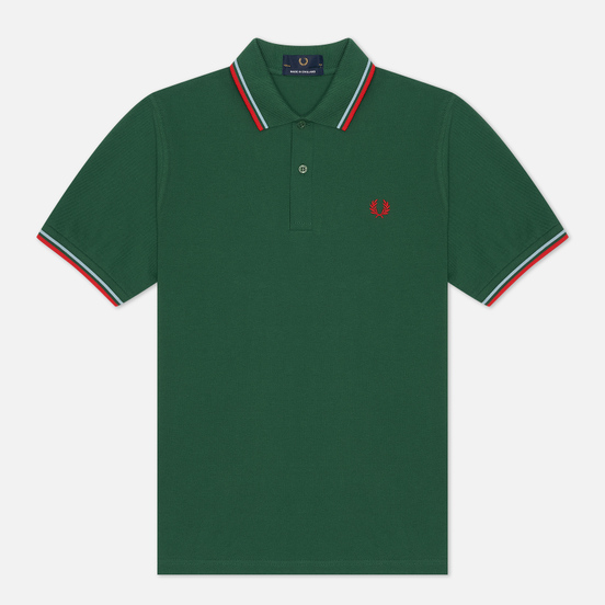 Мужское поло Fred Perry M12 Tartan Green/Ice/Red