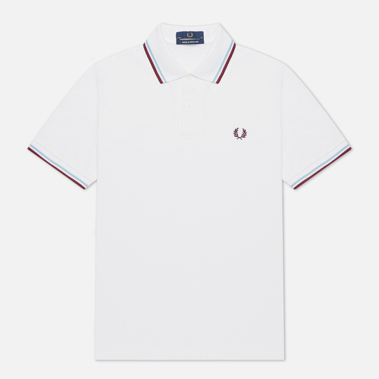 Мужское поло Fred Perry M12 White/Ice/Maroon