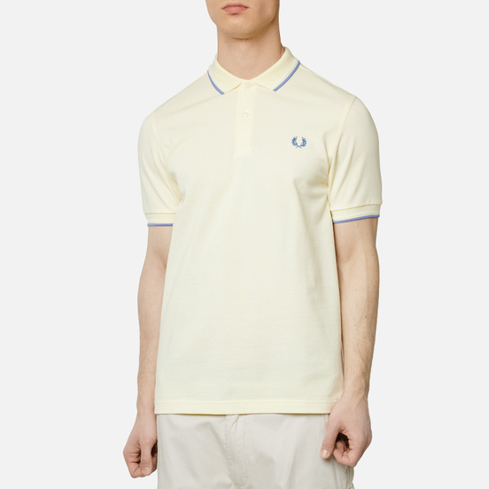 Мужское поло Fred Perry M3600 Twin Tipped Butter Icing/Snow White/Riviera