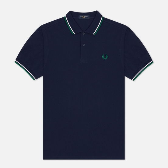 Мужское поло Fred Perry M3600 Twin Tipped Carbon Blue/White/Raf Green