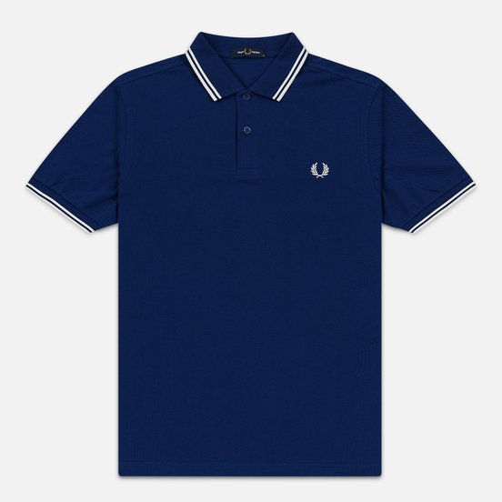 Мужское поло Fred Perry M3600 Twin Tipped Medieval Blue/Snow White/Snow White