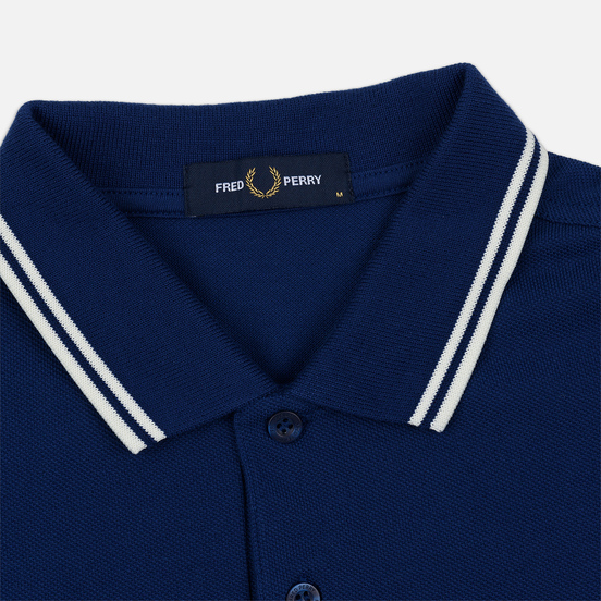 Мужское поло Fred Perry M3600 Twin Tipped Medieval Blue/Snow White/Snow White