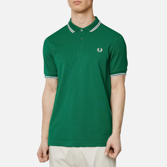 Мужское поло Fred Perry M3600 Twin Tipped Raf Green/White/Silver Pink