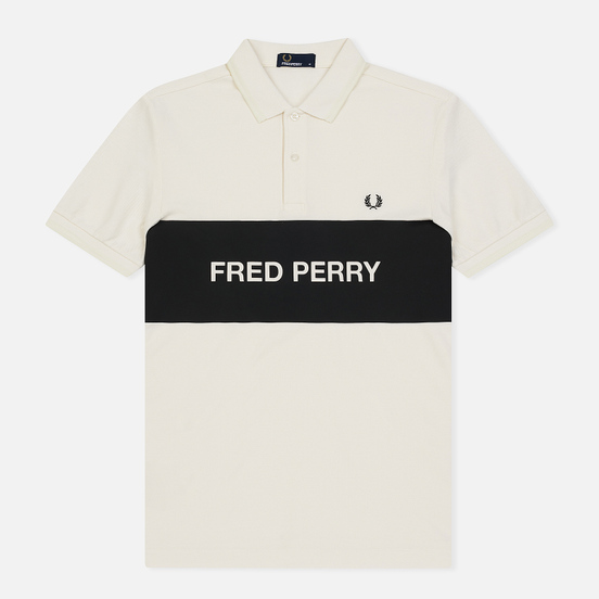 Мужское поло Fred Perry Printed Panel Pique Snow White