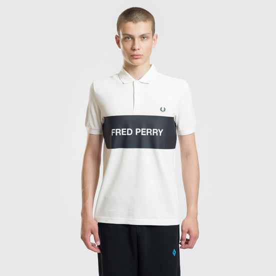 Мужское поло Fred Perry Printed Panel Pique Snow White
