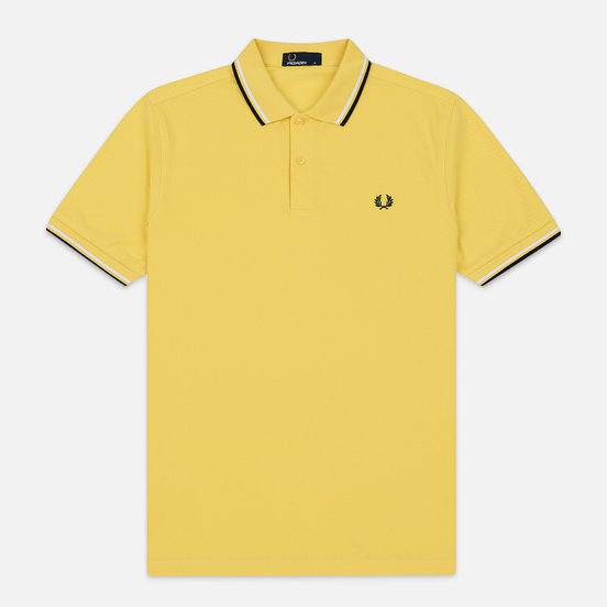 Мужское поло Fred Perry Twin Tipped Electric Yellow/White/Black