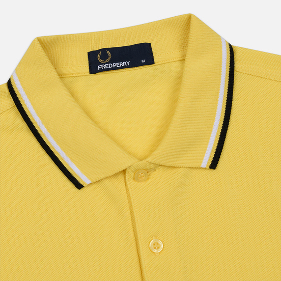 Мужское поло Fred Perry Twin Tipped Electric Yellow/White/Black