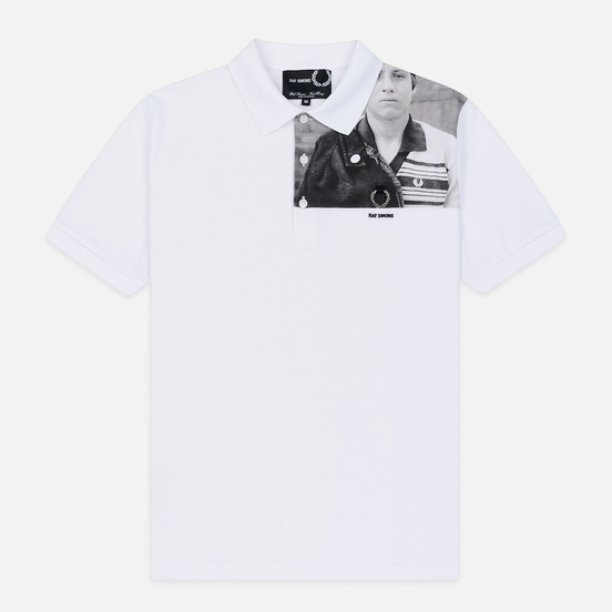 Мужское поло Fred Perry x Raf Simons Shoulder Print White