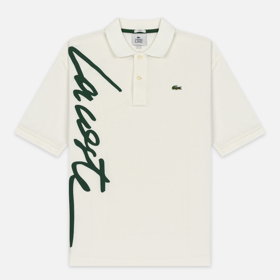 Мужское поло Lacoste Live Loose Fit Signature Cotton Pique White/Green