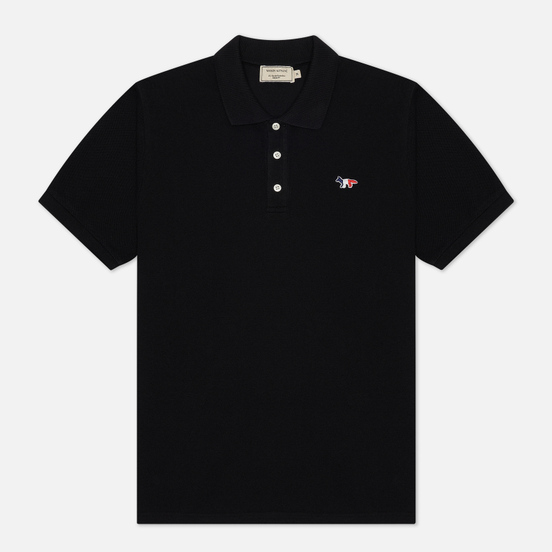 Мужское поло Maison Kitsune Tricolor Fox Patch Black