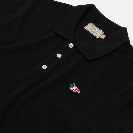 Мужское поло Maison Kitsune Tricolor Fox Patch Black